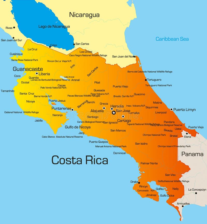 Costa Rica Physical Map illustration de vecteur. Illustration du