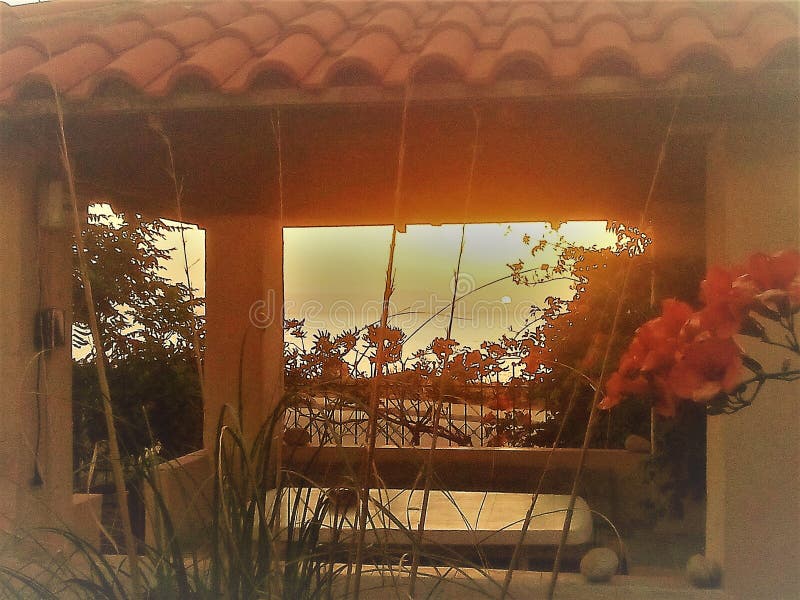 Le coucher du soleil grec photographie stock libre de droits Le coucher du soleil grec photographie stock libre de droits