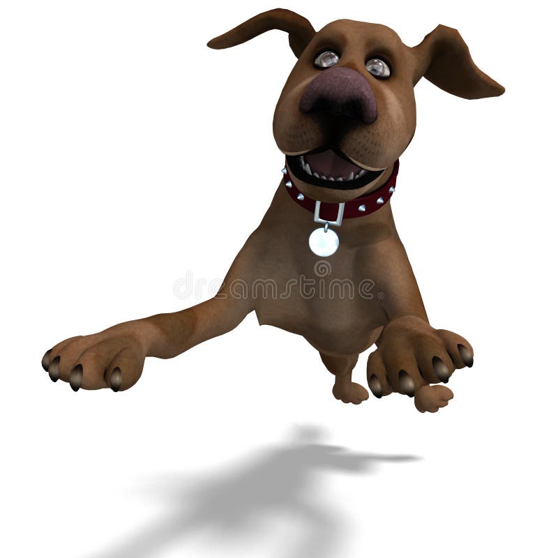 The cute and funny toon dog is a bit silly. 3D rendering with clipping path and shadow over white. The cute and funny toon dog is a bit silly. 3D rendering with clipping path and shadow over white