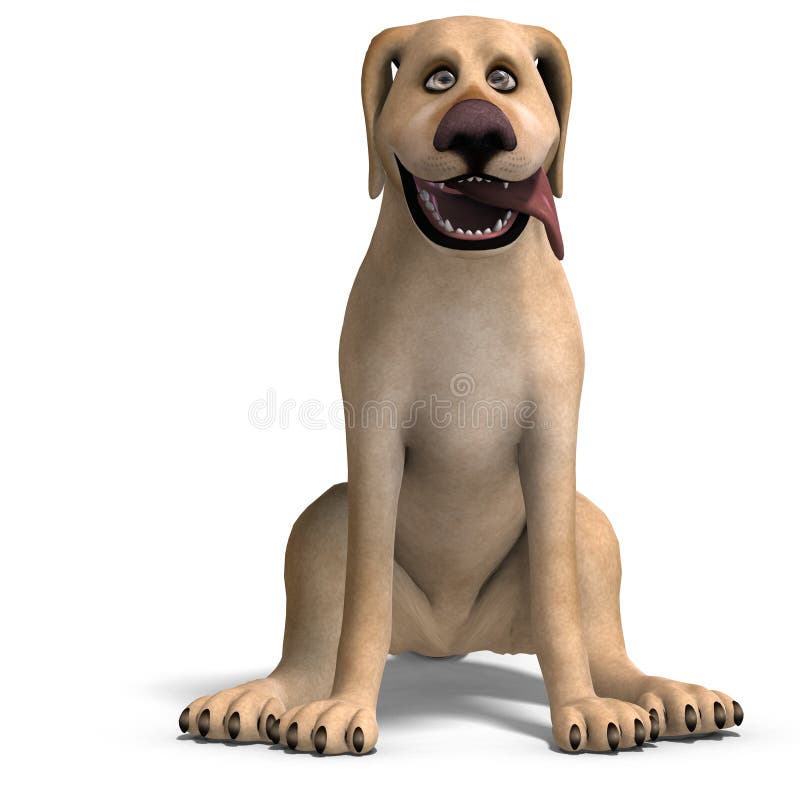 Very funny cartoon dog is a little bit nuts. 3D rendering with clipping path and shadow over white. Very funny cartoon dog is a little bit nuts. 3D rendering with clipping path and shadow over white