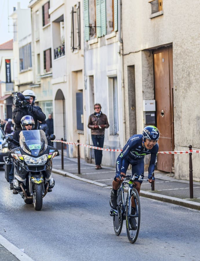 Le cycliste Quintana Rojas Nairo Alexandre Paris Nice Prol 2013 photo libre de droits Le cycliste Quintana Rojas Nairo Alexandre Paris Nice Prol 2013 photo libre de droits