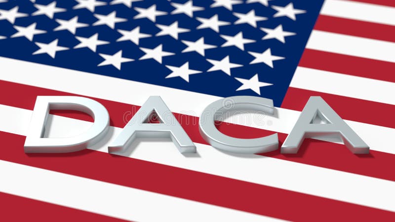 Le daca de mot sur un concept d'immigration de drapeau américain