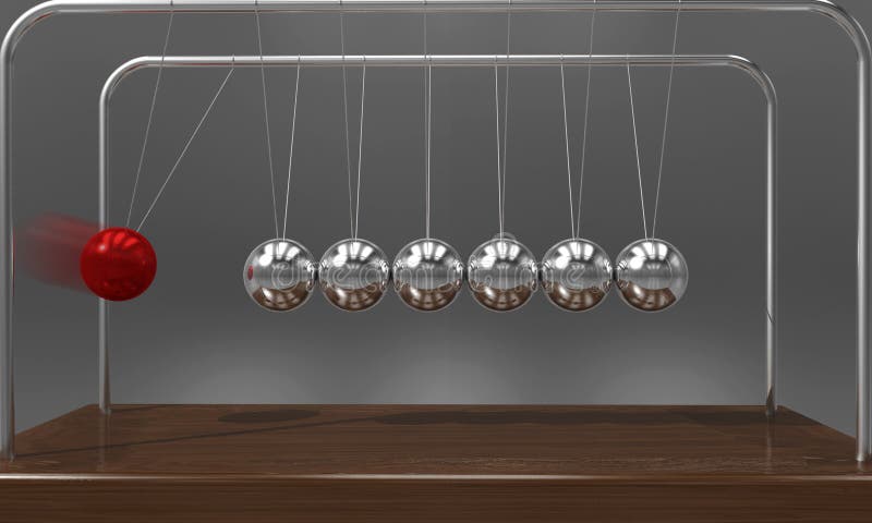 Le ` de équilibrage s de Newton de boule bercent le pendule avec la tache floue de mouvement au-dessus du fond foncé
