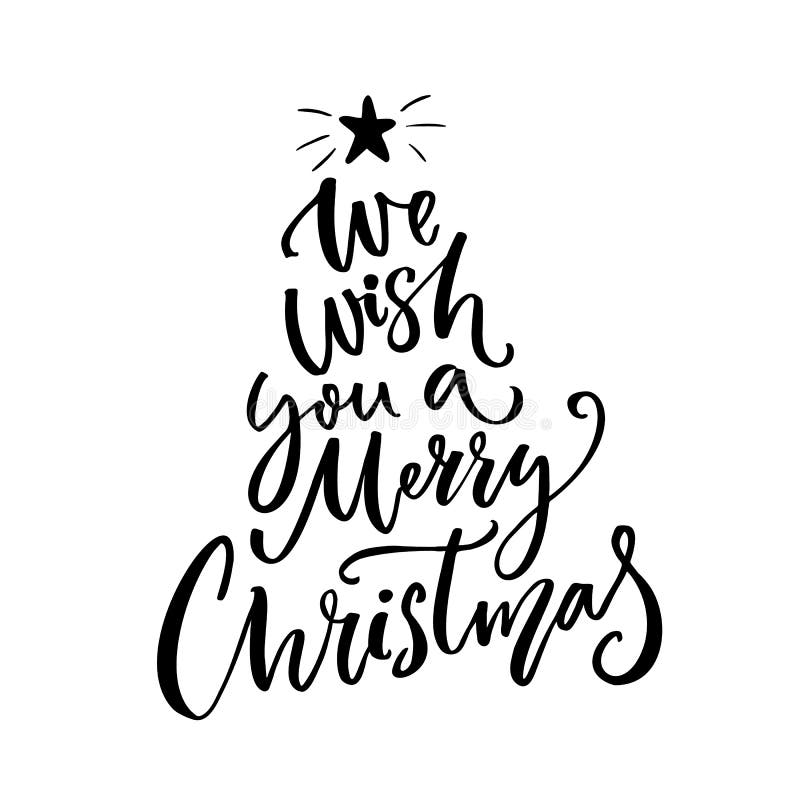 Le deseamos una tipografía de la Feliz Navidad Texto de la tarjeta de felicitación stock de ilustración