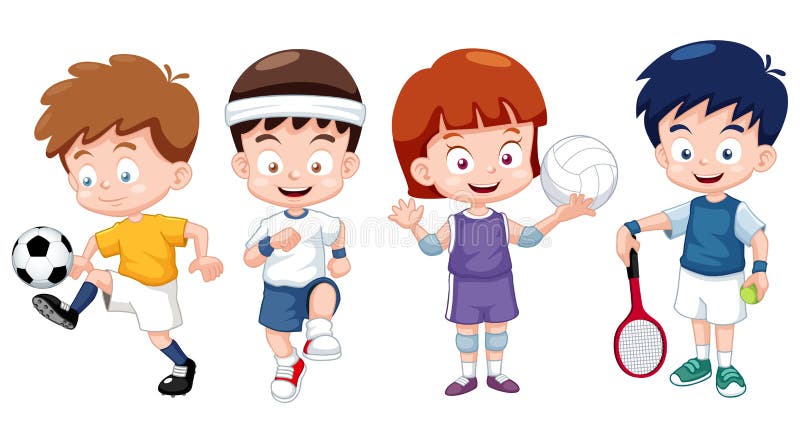 Le dessin animé badine des caractères de sports illustration de vecteur Le dessin animé badine des caractères de sports illustration de vecteur