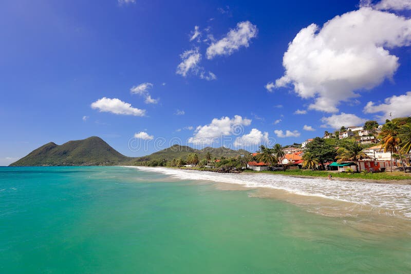 Le Diamant Beach. Beautiful Beach Scene in Martinique, French Overseas Department