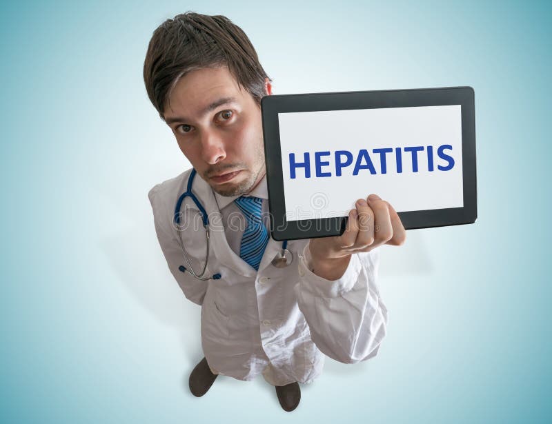 Le docteur met en garde contre la maladie de Hepatatis C Vue à partir de dessus photos stock Le docteur met en garde contre la maladie de Hepatatis C Vue à partir de dessus photos stock
