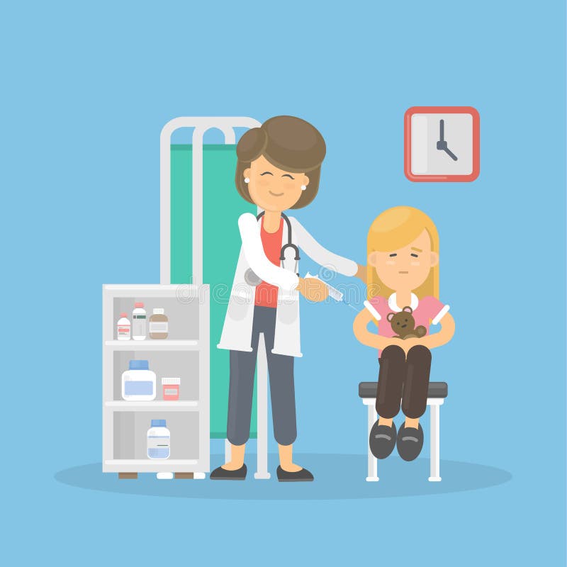 Le docteur vaccine la fille illustration de vecteur Le docteur vaccine la fille illustration de vecteur