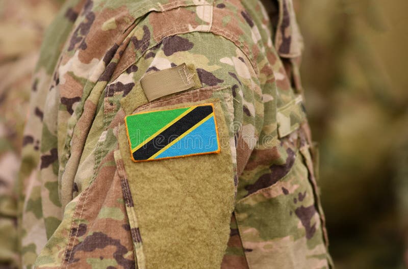 Le drapeau de la Tanzanie sur des soldats arment Troupe de la république Unie de Tanzanie photo libre de droits Le drapeau de la Tanzanie sur des soldats arment Troupe de la république Unie de Tanzanie photo libre de droits