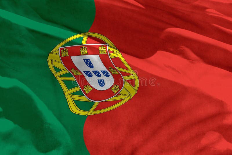 Le drapeau de ondulation du Portugal pour l'usage comme texture ou fond, le drapeau flotte sur le vent