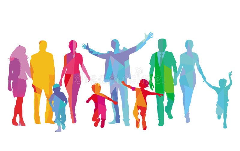 Le famiglie con i bambini, i genitori e gli amici stanno divertendo royalty illustrazione gratis Le famiglie con i bambini, i genitori e gli amici stanno divertendo royalty illustrazione gratis