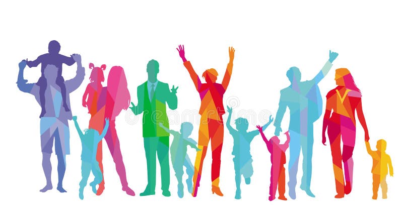 Le famiglie con i bambini, i genitori e gli amici stanno divertendo illustrazione vettoriale Le famiglie con i bambini, i genitori e gli amici stanno divertendo illustrazione vettoriale