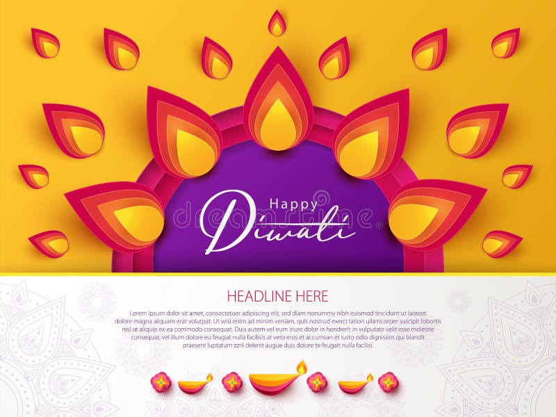 Le festival Diwali Hindu salue le design en papier coupé