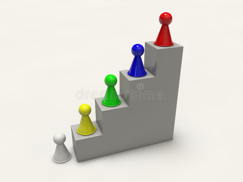 Le figure del bordo del gioco scalano scalare la rappresentazione della scala 3D di carriera royalty illustrazione gratis Le figure del bordo del gioco scalano scalare la rappresentazione della scala 3D di carriera royalty illustrazione gratis
