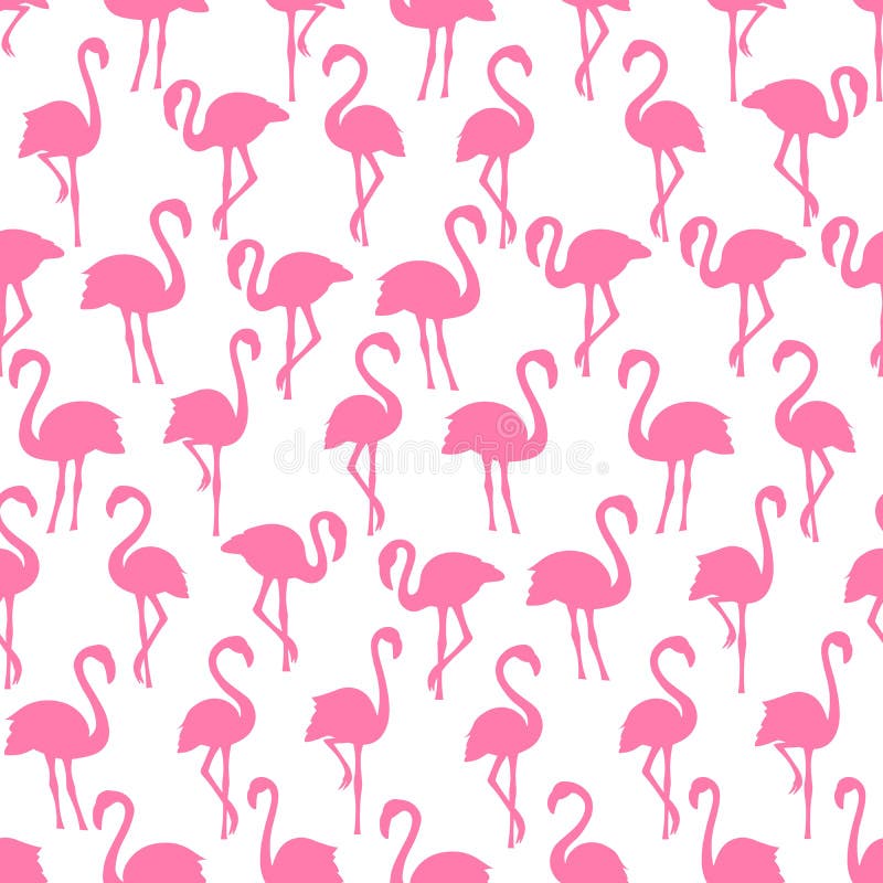 Le flamant rose silhouette le modèle sans couture sur le fond blanc Simplement conception de fond de vecteur pour le tissu et le textile pour des filles