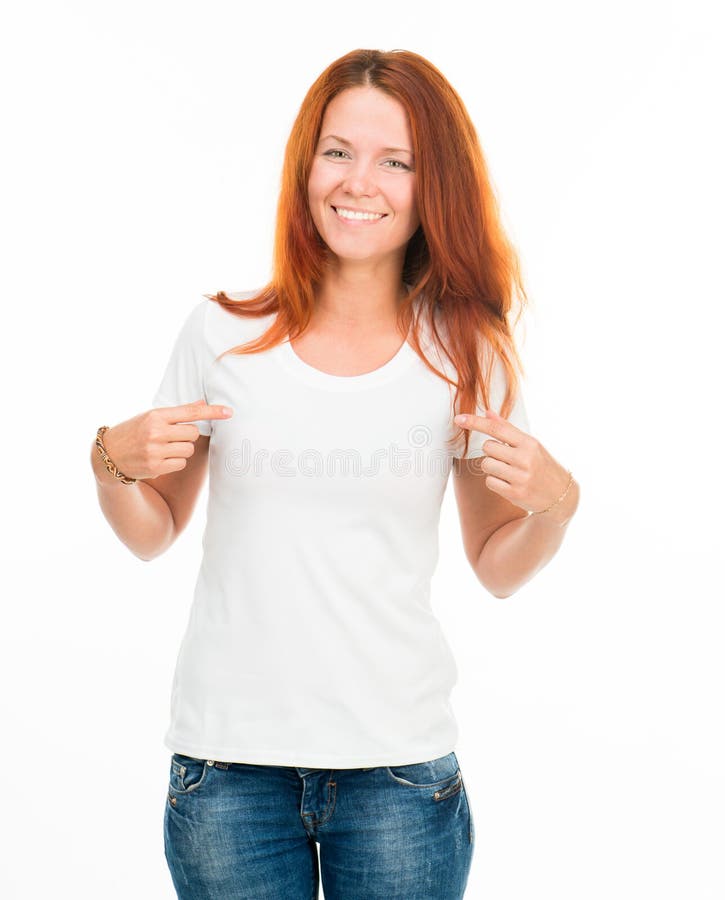 Flicka i vit t-shirt royaltyfri fotografi