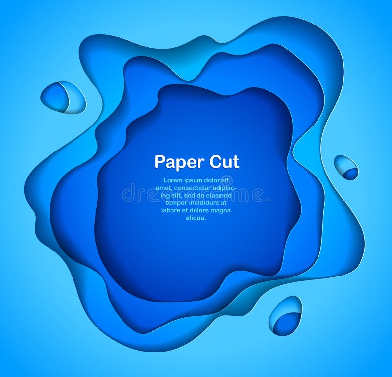 le fond 3D bleu abstrait avec le papier a coupé des formes Illust de vecteur