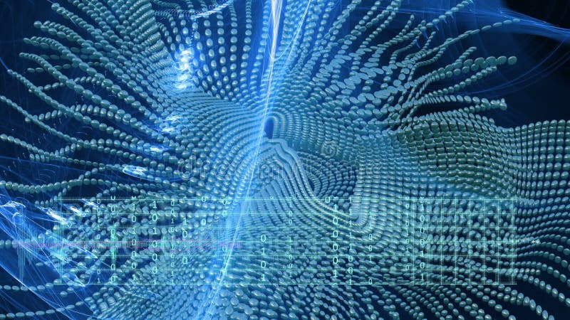 Le fond et l'animation de code binaire avec la vague objectent dans le mouvement fait avec le trapcode illustration libre de droits