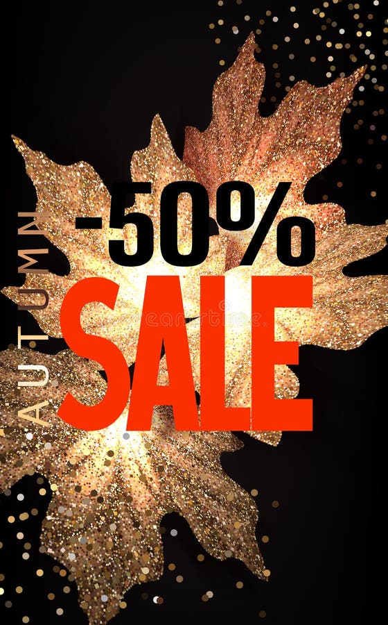 Le fond lumineux de VENTE d'automne avec l'érable en baisse d'or part illustration libre de droits Le fond lumineux de VENTE d'automne avec l'érable en baisse d'or part illustration libre de droits