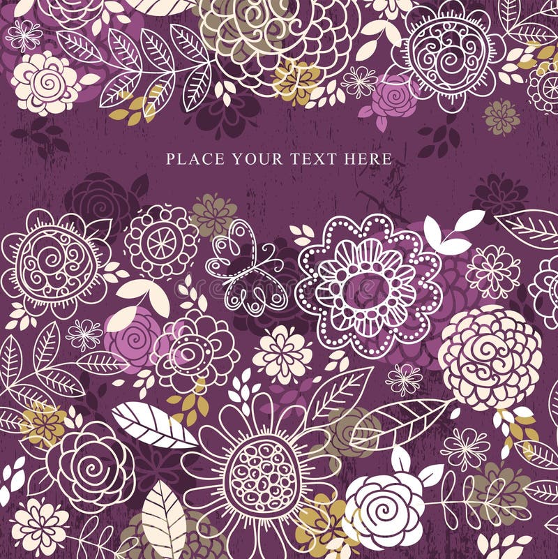 Le fond pourpre de l'aspiration de main fleurit, vecteur illustration de vecteur Le fond pourpre de l'aspiration de main fleurit, vecteur illustration de vecteur