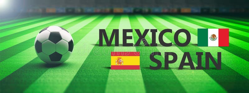 Le football, match de football, Mexique contre l'Espagne, illustration 3d illustration stock Le football, match de football, Mexique contre l'Espagne, illustration 3d illustration stock
