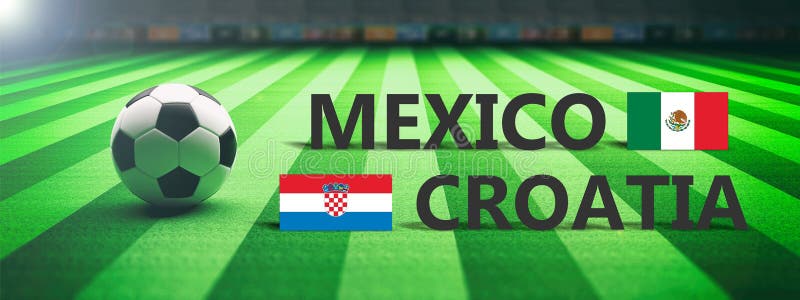 Le football, match de football, Mexique contre la Croatie, illustration 3d illustration stock Le football, match de football, Mexique contre la Croatie, illustration 3d illustration stock