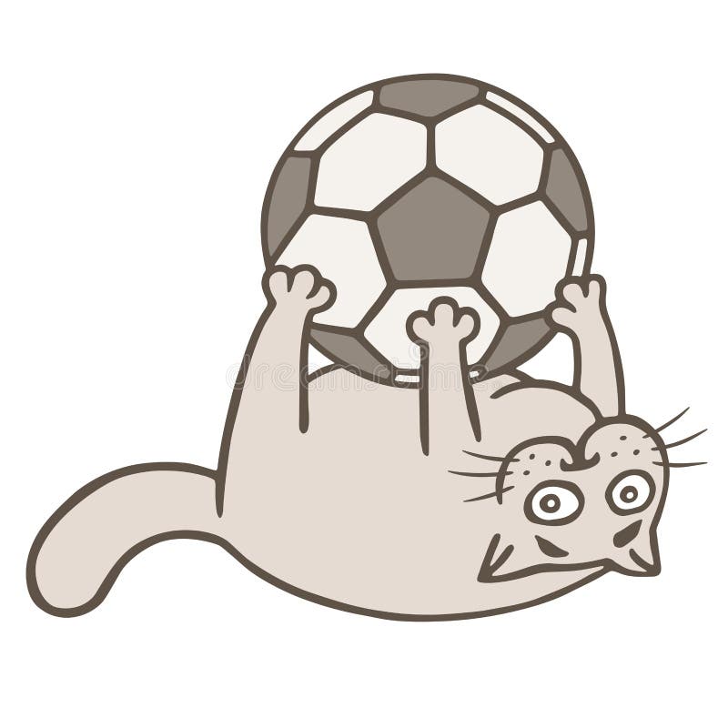 Le footballeur de chat de bande dessinée a attrapé la boule Illustration de vecteur illustration stock Le footballeur de chat de bande dessinée a attrapé la boule Illustration de vecteur illustration stock