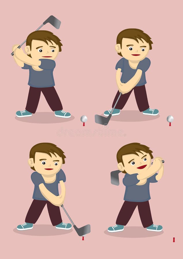 Le garçon de bande dessinée joue l'illustration de vecteur de golf illustration de vecteur Le garçon de bande dessinée joue l'illustration de vecteur de golf illustration de vecteur