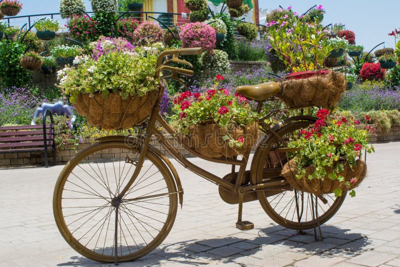 bicyclette rouge avec des fleurs