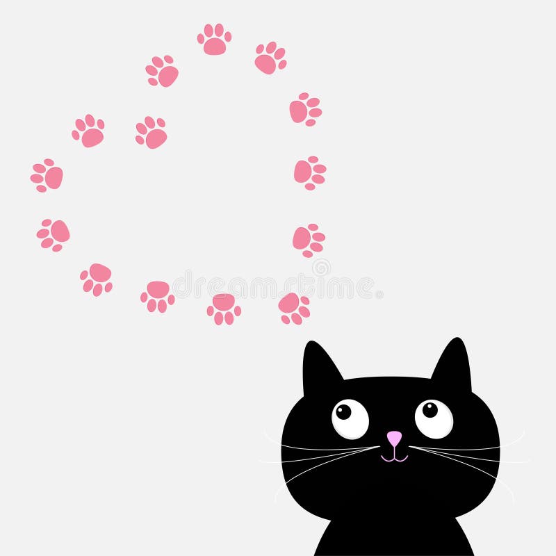 Le grands chat noir et patte impriment le calibre de cadre de coeur Conception plate illustration de vecteur Le grands chat noir et patte impriment le calibre de cadre de coeur Conception plate illustration de vecteur