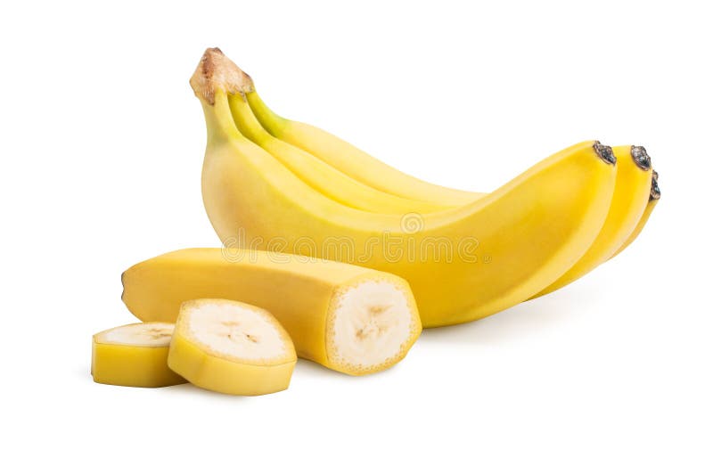 Le groupe de banane porte des fruits et de bananes de coupe d'isolement images libres de droits