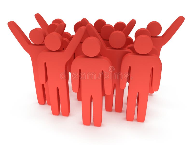 Le groupe de personnes rouges stylisées se tiennent sur le blanc illustration libre de droits Le groupe de personnes rouges stylisées se tiennent sur le blanc illustration libre de droits