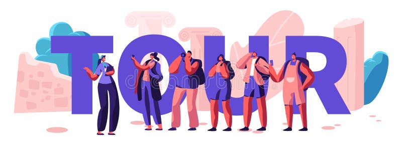 Le guide touristique fournissent la bannière d'aide Organisez l'intérêt de musée de visite et de site d'attraction culturel, hist illustration libre de droits Le guide touristique fournissent la bannière d'aide Organisez l'intérêt de musée de visite et de site d'attraction culturel, hist illustration libre de droits