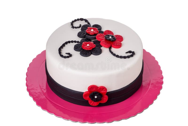 Birthday cake from sugar pastes red flowers. On birthday. Birthday cake from sugar pastes red flowers. On birthday.