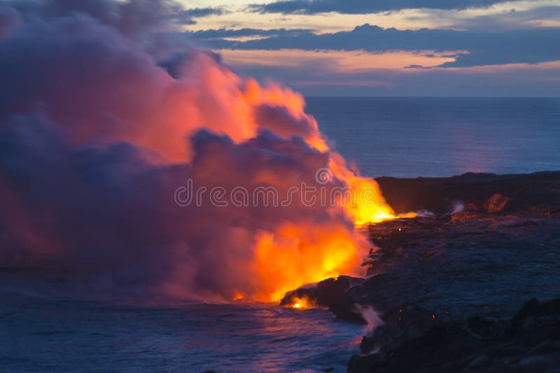 Le Hawai Lava Molten Volcano Beaches ed oceano fotografia stock libera da diritti Le Hawai Lava Molten Volcano Beaches ed oceano fotografia stock libera da diritti