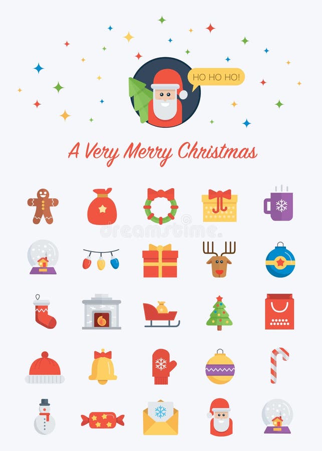 Le icone di Natale hanno messo con Santa alla cima royalty illustrazione gratis Le icone di Natale hanno messo con Santa alla cima royalty illustrazione gratis