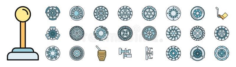 Le icone di serraggio impostano la linea di colore vettoriale illustrazione di stock