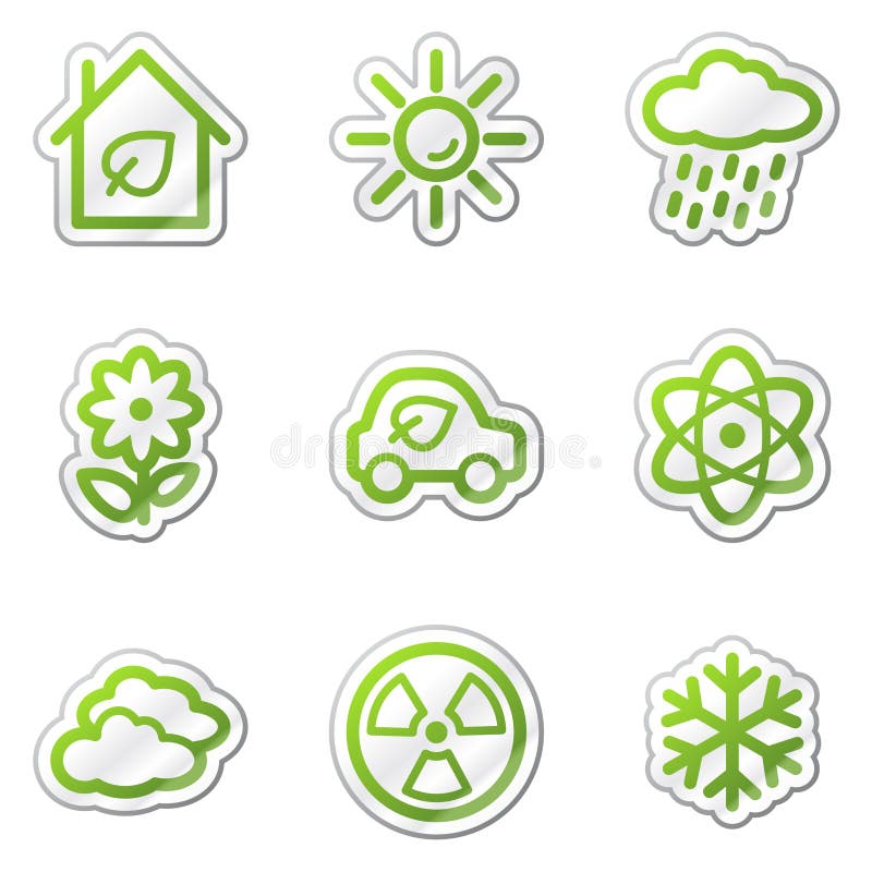 Le icone di Web di ecologia hanno impostato 2, autoadesivo verde di profilo illustrazione vettoriale Le icone di Web di ecologia hanno impostato 2, autoadesivo verde di profilo illustrazione vettoriale