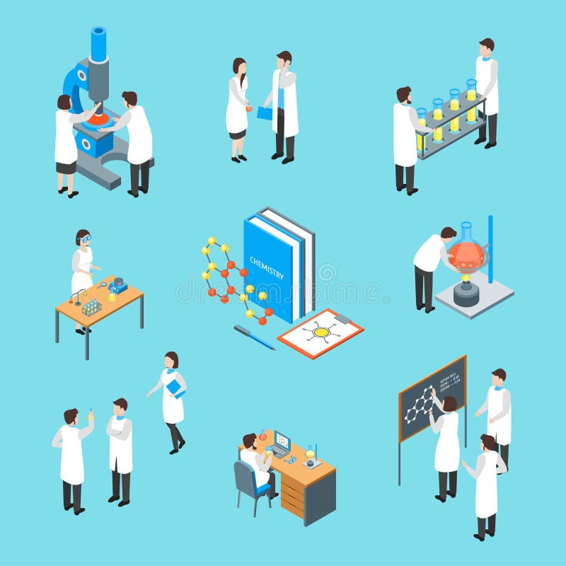 Le icone farmaceutiche chimiche 3d di scienza hanno fissato la vista isometrica Vettore illustrazione di stock Le icone farmaceutiche chimiche 3d di scienza hanno fissato la vista isometrica Vettore illustrazione di stock