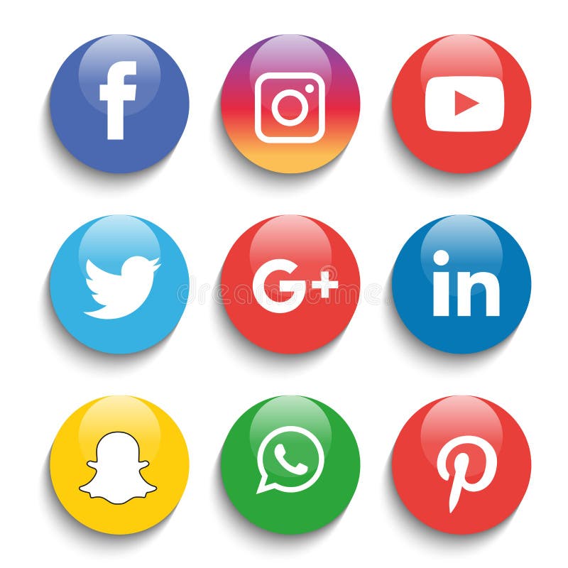 Le icone sociali di media hanno messo Logo Vector Illustrator