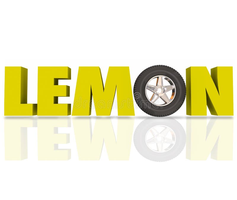 Le jaune du citron 3d Word marque avec des lettres le rappel défectueux de véhicule de voiture illustration libre de droits Le jaune du citron 3d Word marque avec des lettres le rappel défectueux de véhicule de voiture illustration libre de droits
