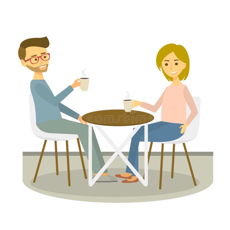 Le jeune couple se repose en café et boit du café Croissant doux et une cuvette de café à l'arrière-plan Illustration de vecteur illustration libre de droits Le jeune couple se repose en café et boit du café Croissant doux et une cuvette de café à l'arrière-plan Illustration de vecteur illustration libre de droits