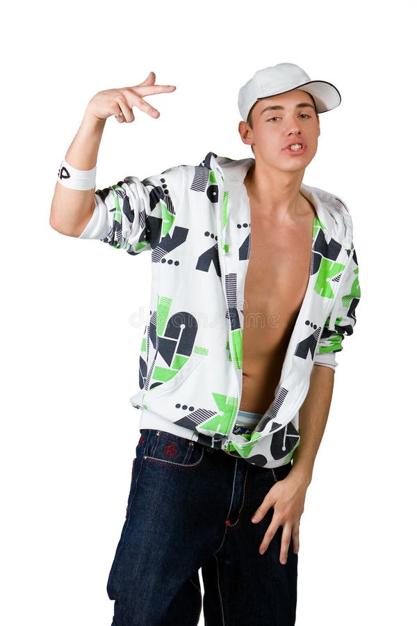 Le jeune homme dans des vêtements de frappeur photo libre de droits Le jeune homme dans des vêtements de frappeur photo libre de droits
