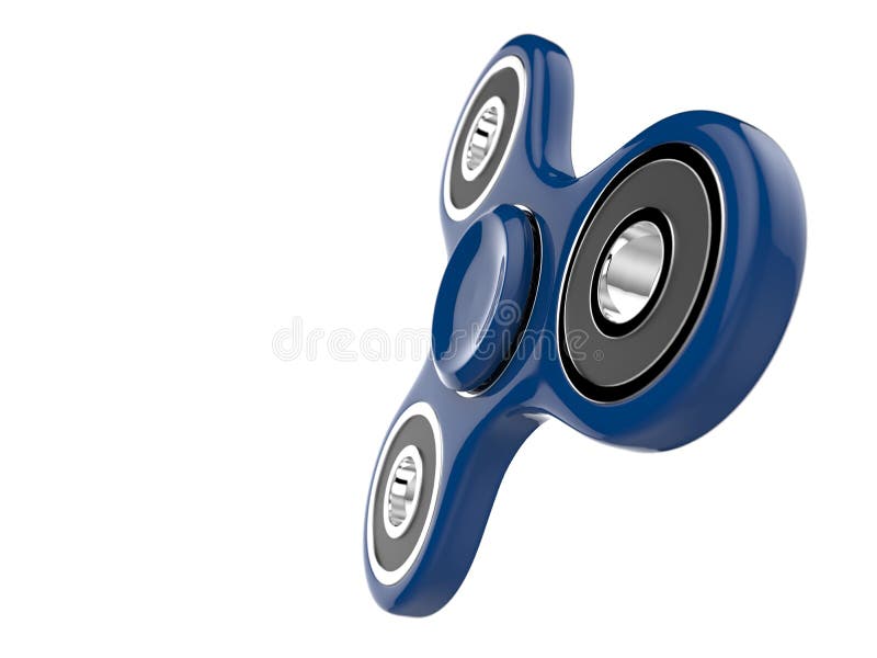 The blue glossy fidget SPINNER stress relieving toy on white isolated background. 3d illustration. The blue glossy fidget SPINNER stress relieving toy on white isolated background. 3d illustration.