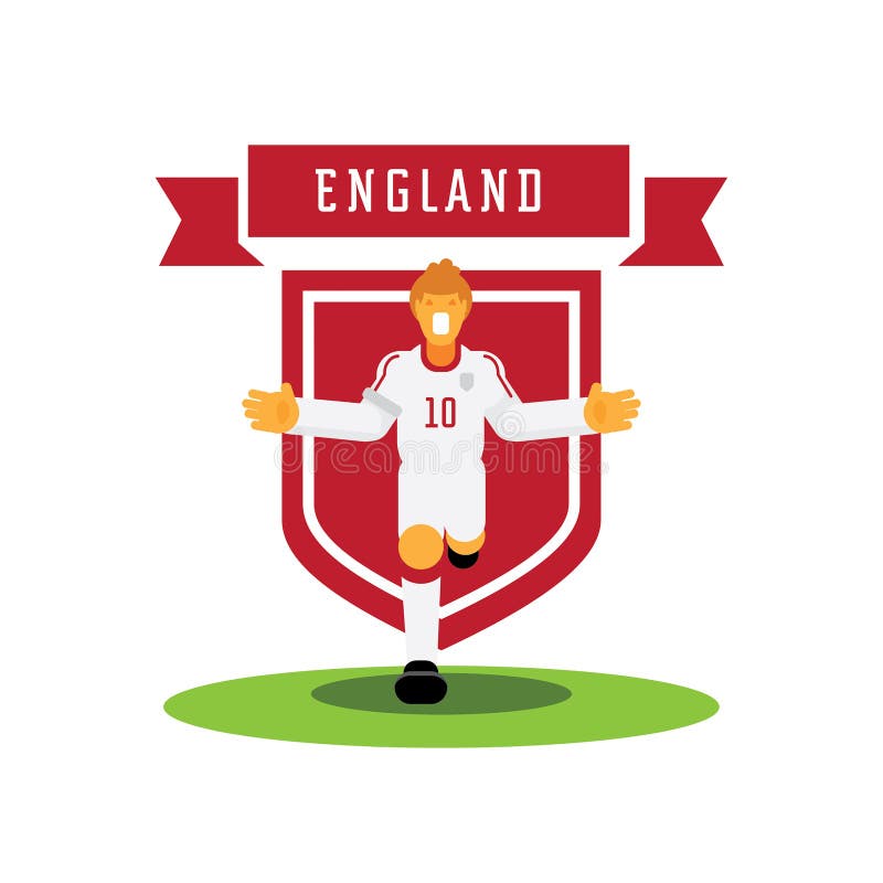 Le joueur d'équipe de l'Angleterre du numéro dix célèbrent avec l'insigne d'équipe illustration stock Le joueur d'équipe de l'Angleterre du numéro dix célèbrent avec l'insigne d'équipe illustration stock