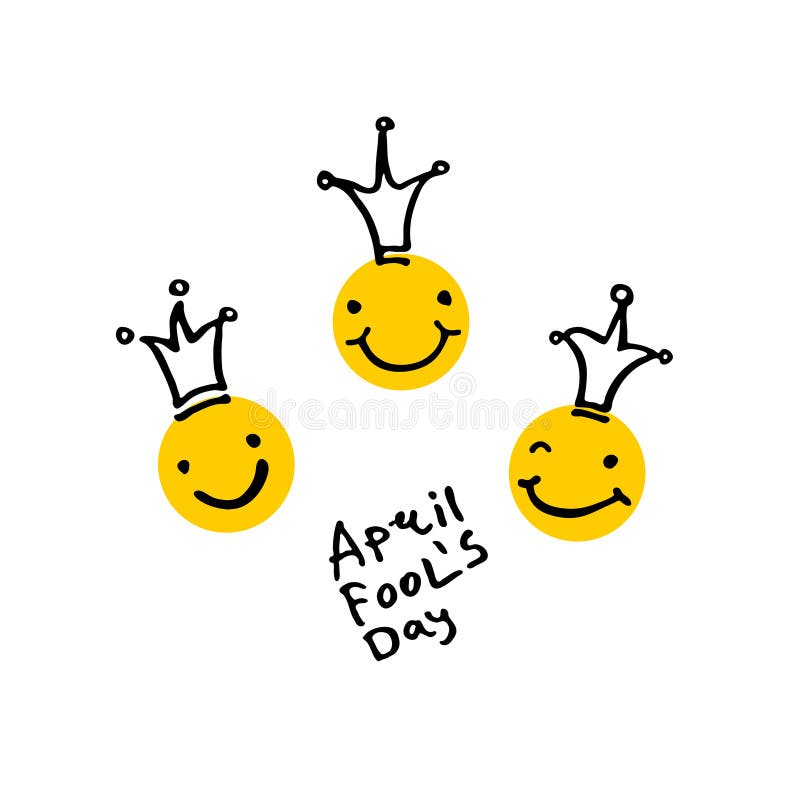 Le jour d'imbéciles d'avril 2019 Trois chefs riants dans des couronnes Type de dessin animé illustration de vecteur Le jour d'imbéciles d'avril 2019 Trois chefs riants dans des couronnes Type de dessin animé illustration de vecteur