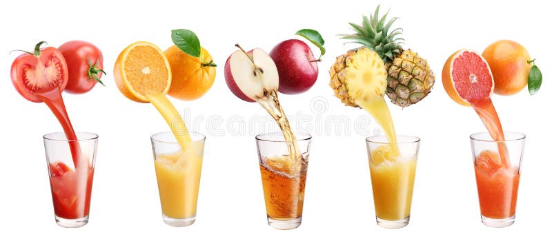 Le jus frais verse des fruits et légumes dans un verre image stock Le jus frais verse des fruits et légumes dans un verre image stock