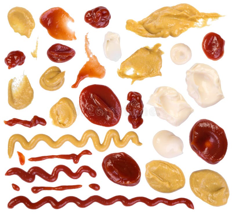 Goutte De Tache De Moutarde Et De Mayonnaise De Ketchup Photo stock