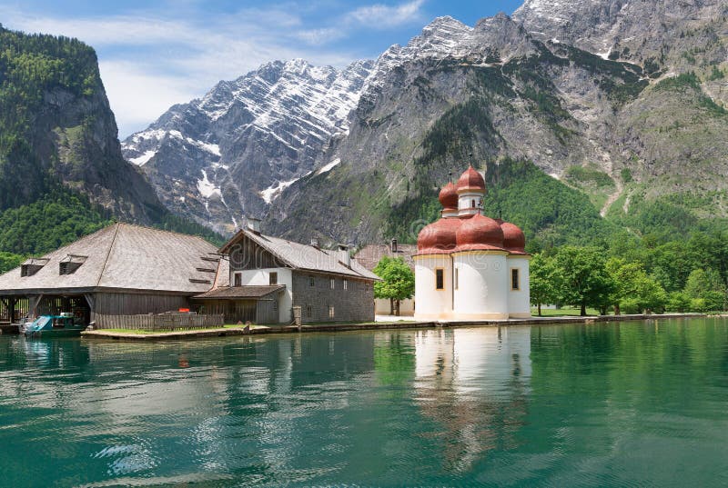 Le lac scénique Königssee images libres de droits Le lac scénique Königssee images libres de droits