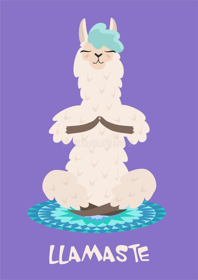 Le lama de yoga médite d'isolement sur le fond pourpre Illustration de vecteur